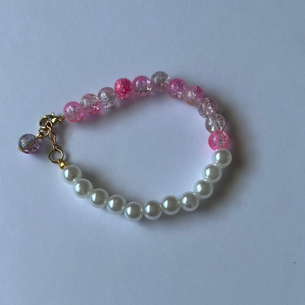 Chic Pink and Clear Beaded Bracelet handmade